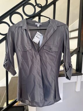 James Perse Lightweight Button-Up Shirt in Charcoal